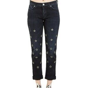 Hudson Riley Crop Relaxed Straight Jeans in Mythology Star Embellished - 28